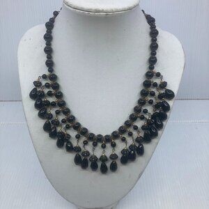 Vtg  MIRIAM HASKELL  ? glass mourning gothic steampunk fringe Cleopatra necklace